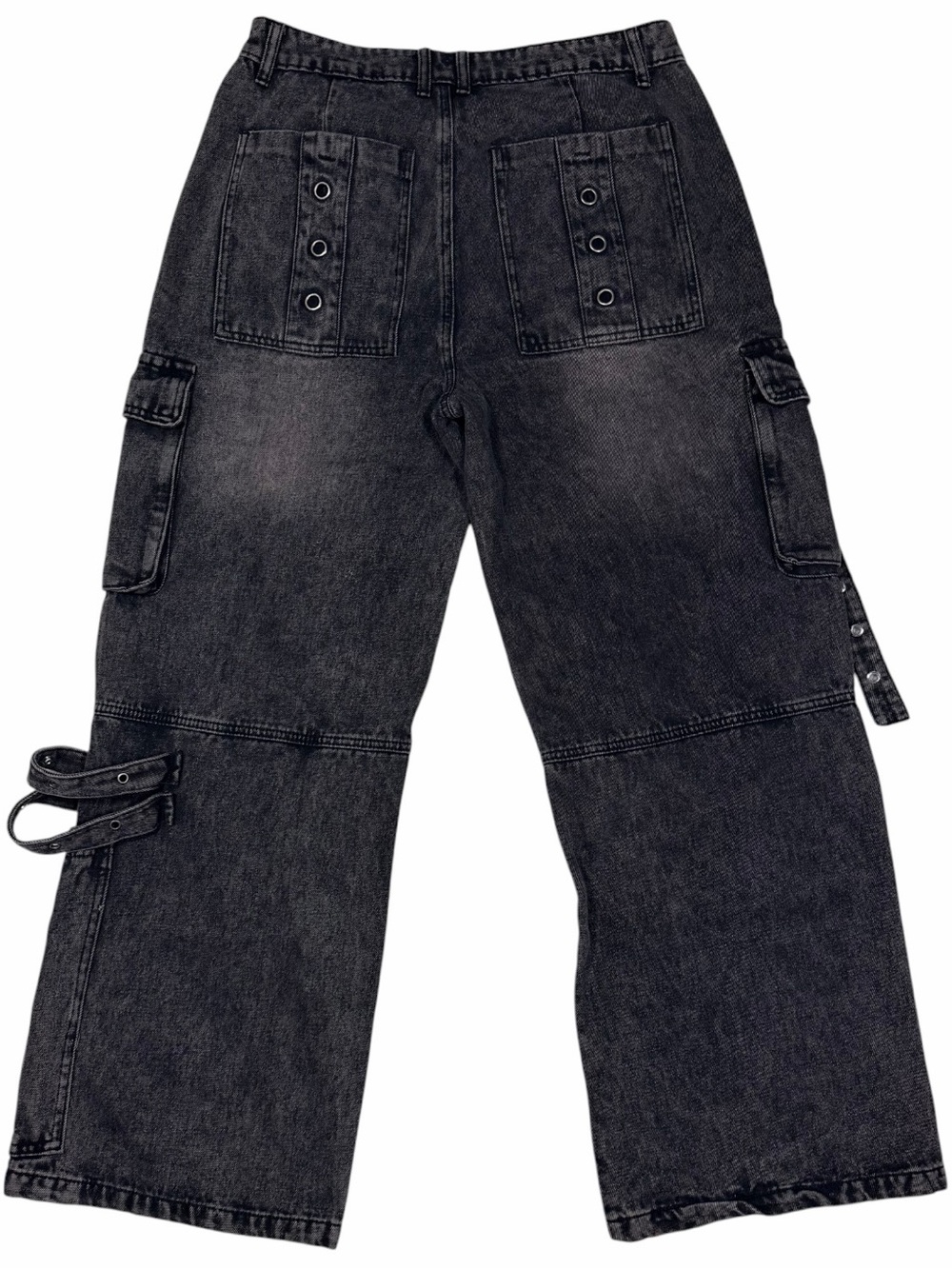 NWT Y2K Black Wide Leg Cargo Jeans Utility Streetwear Riley & James - Picture 3 of 13
